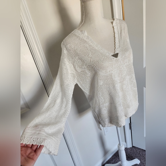 New With Tags WHBM White Lace Sweater Size Medium - Picture 5 of 6
